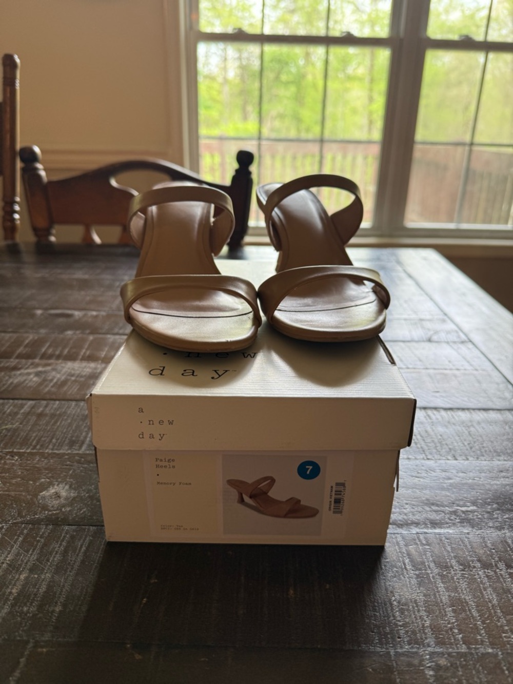 a new day Tan Double-Strap Low Heel Sandals
